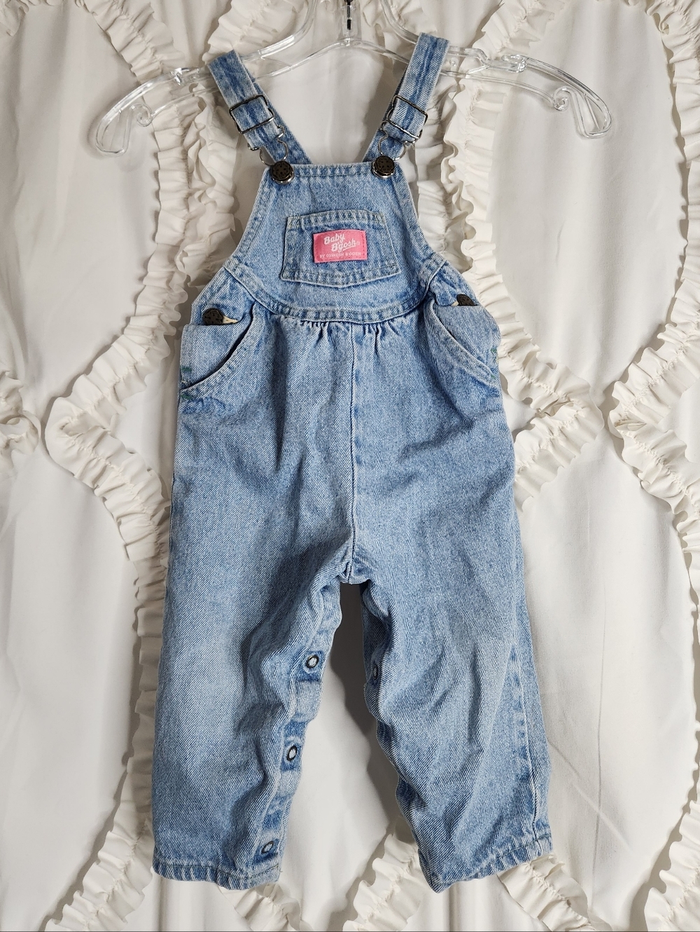 Vintage Oshkosh Blue Snap Button Overalls Size 24M
